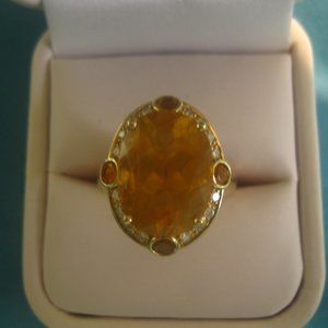 Citrine Diamond 14kt yellow gold ring